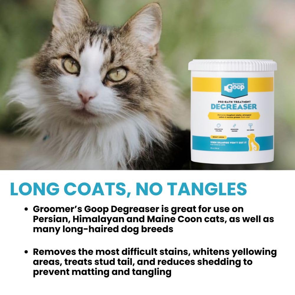 Groomer's GOOP Pre-Bath reduces mats and tangling, easing brush-outs