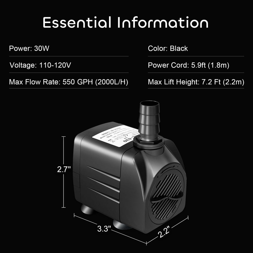 GROWNEER 550GPH pump in a planted aquarium setup demonstrates easy integration.