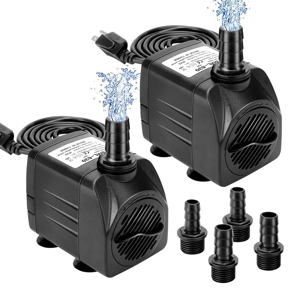 Growneer 550GPH submersible pump front view for powerful fountain flow.