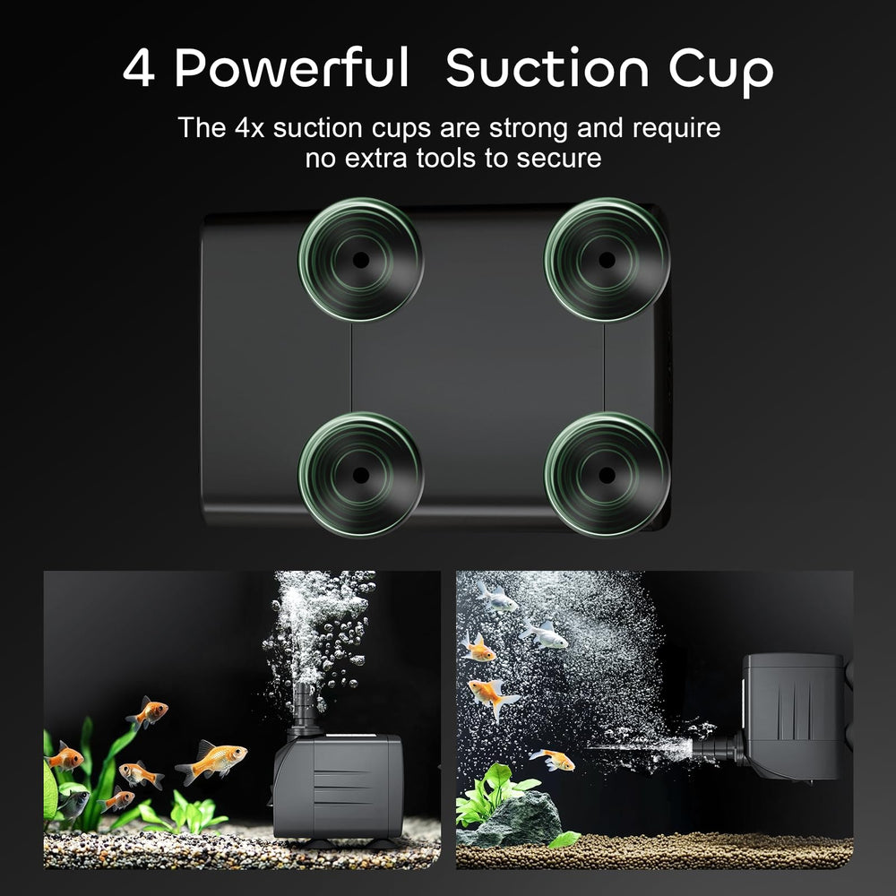 GROWNEER 550GPH suction cups ensure secure placement in an aquarium.