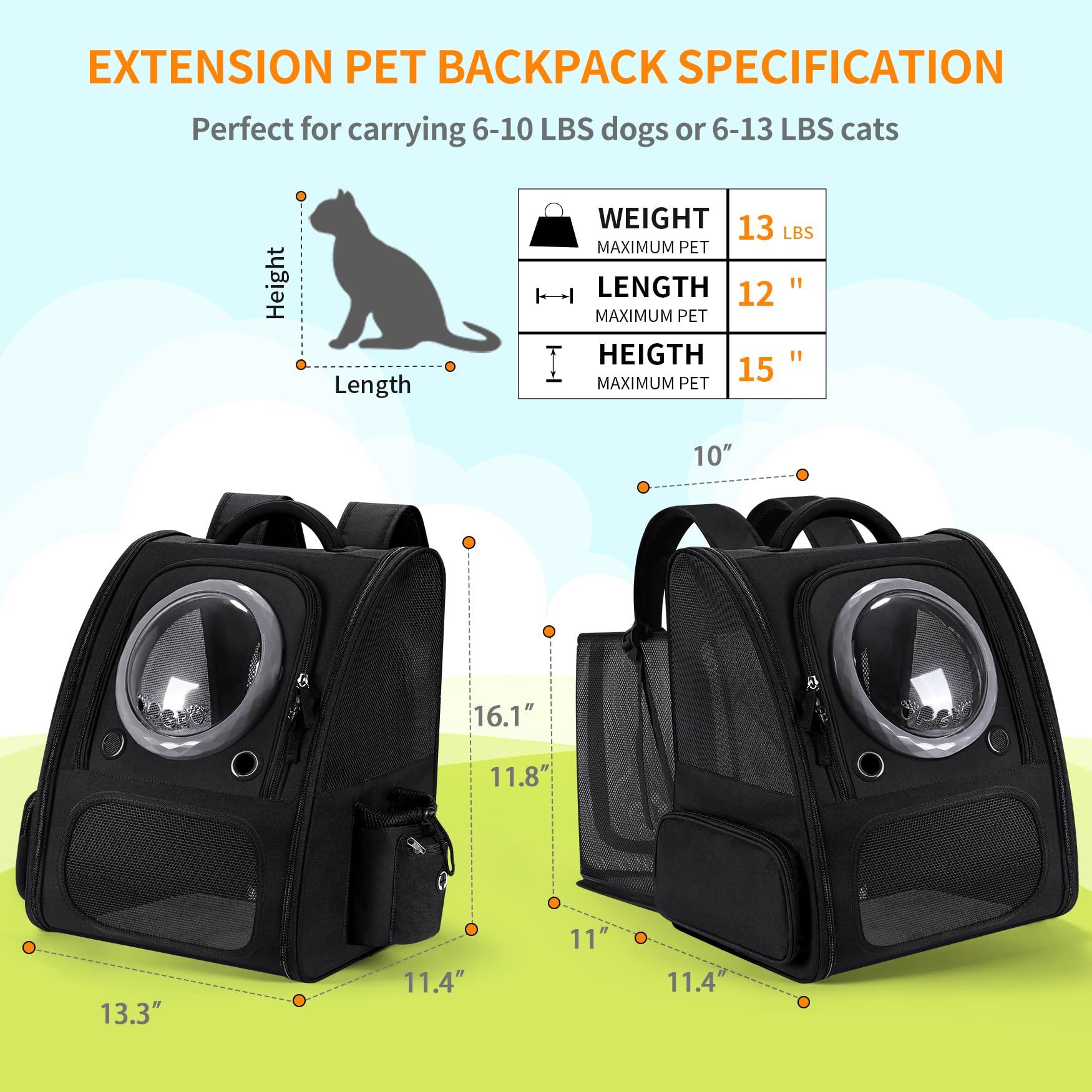 Groxkox cat backpack bubble window provides views while keeping pets secure during travel.