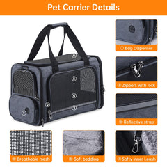 Groxkox cat carrier escape-proof zippers keep pets secure on trips.