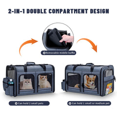 Groxkox cat carrier front zippered compartments for quick access to essentials