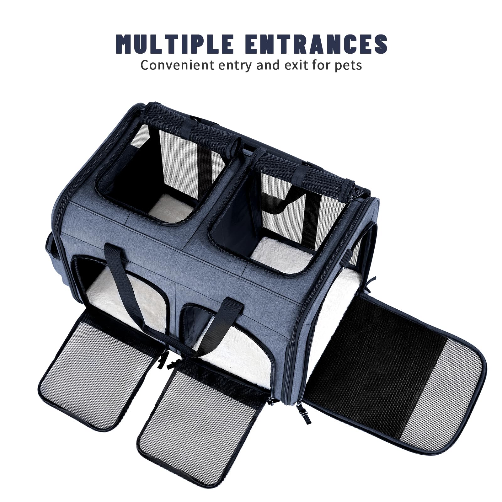 Groxkox dual-pet carrier camelback shape provides secure, comfortable transport