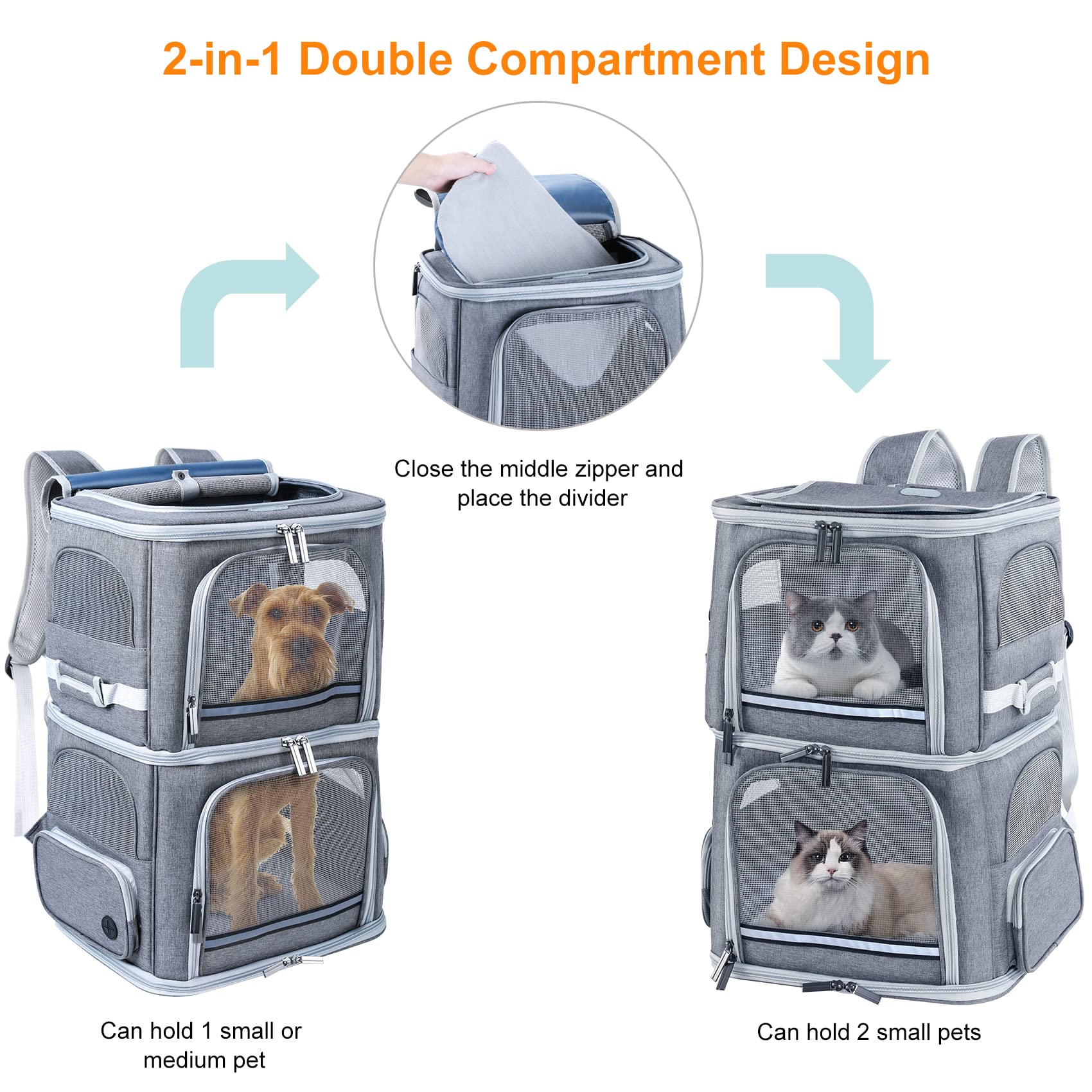 Groxkox pet backpack offers storage pockets for essentials and quick access.