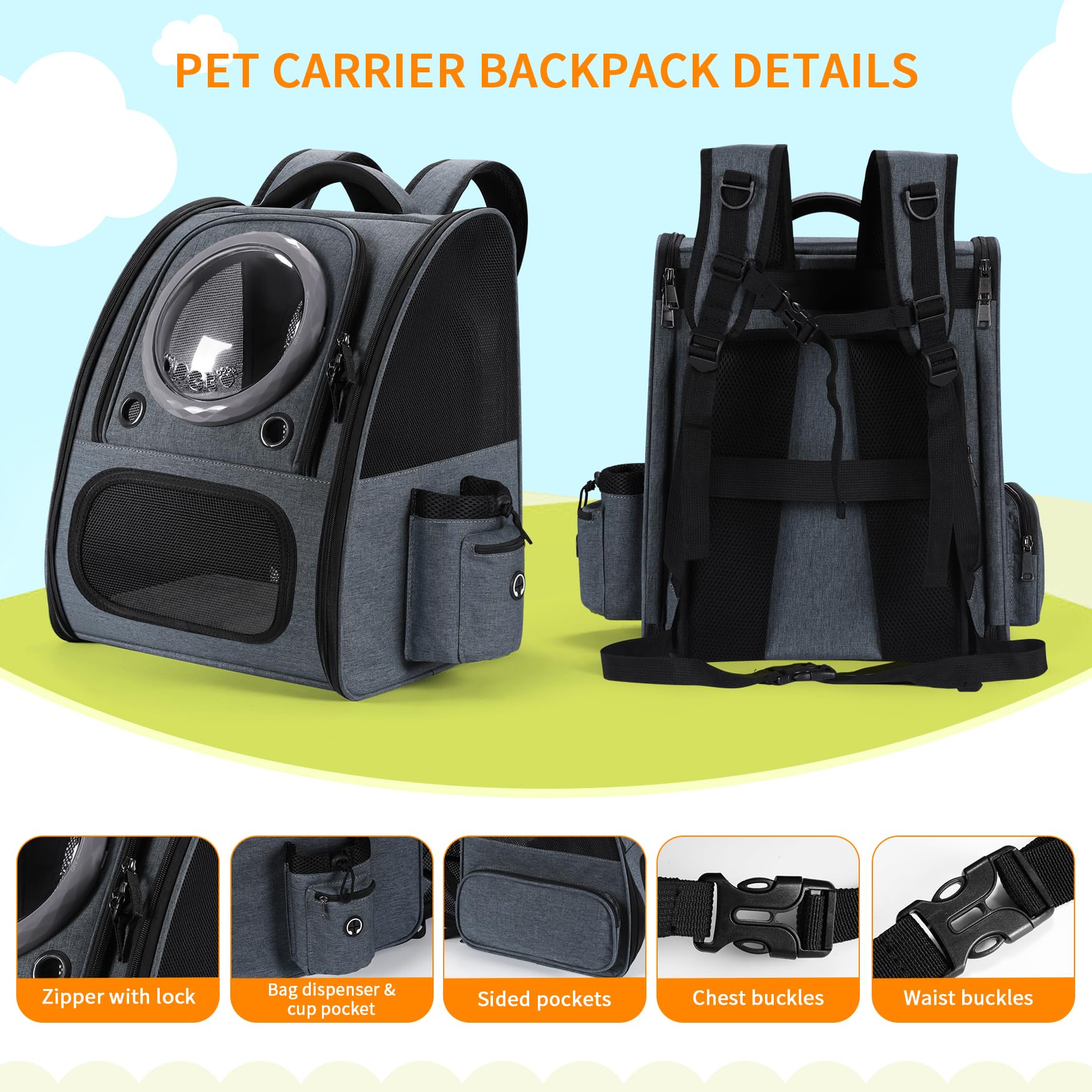 Groxkox pet inside backpack keeps cats or small dogs securely on journeys.