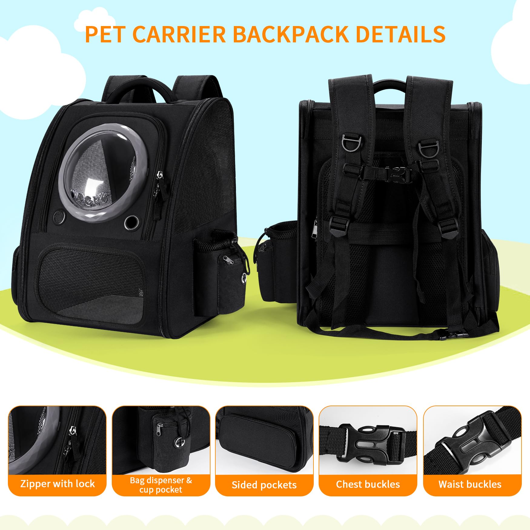 Groxkox travel-foldable cat backpack suitable for hiking and commuting.