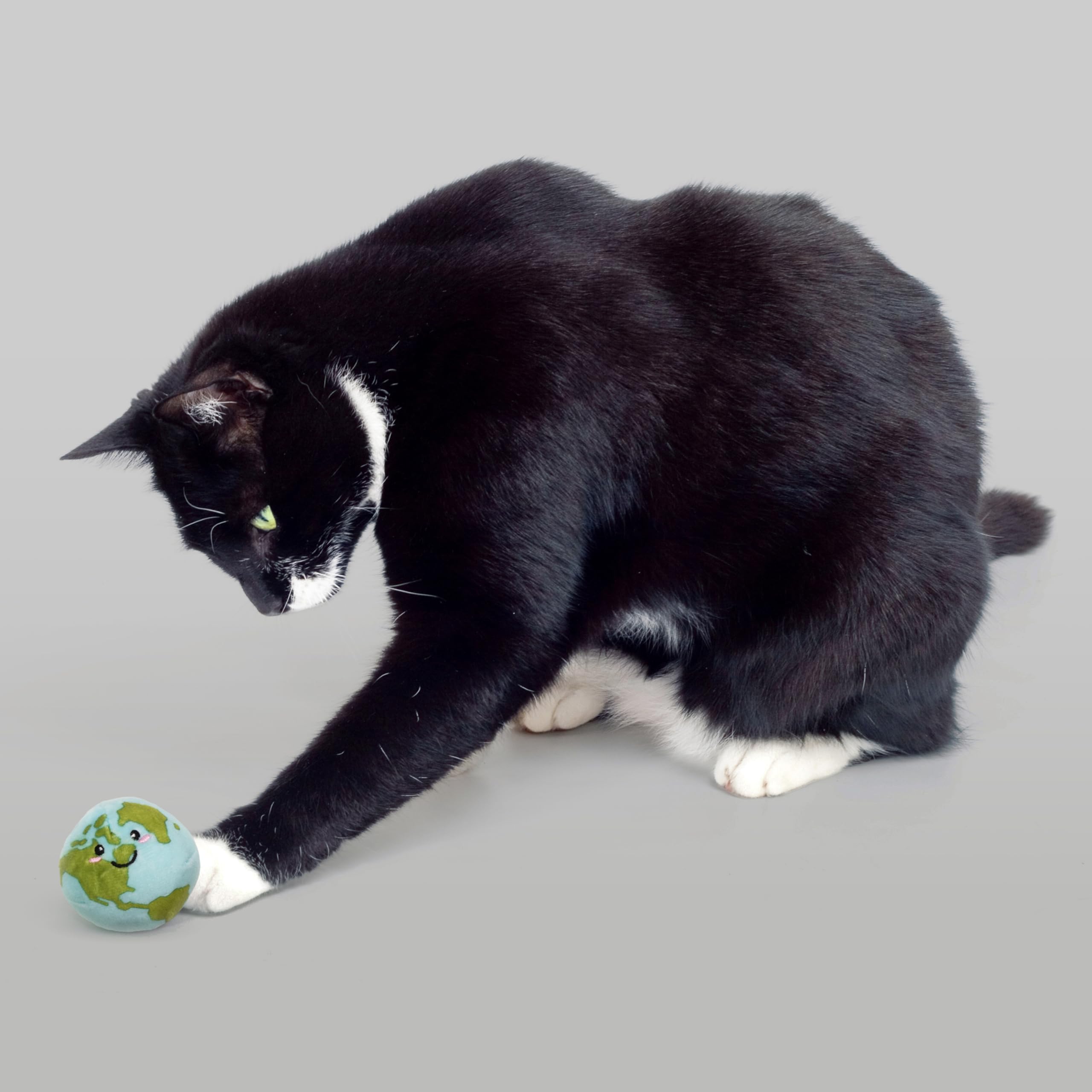 GRRREEN plush Earth Elephant cat toy close-up highlighting durable stitching