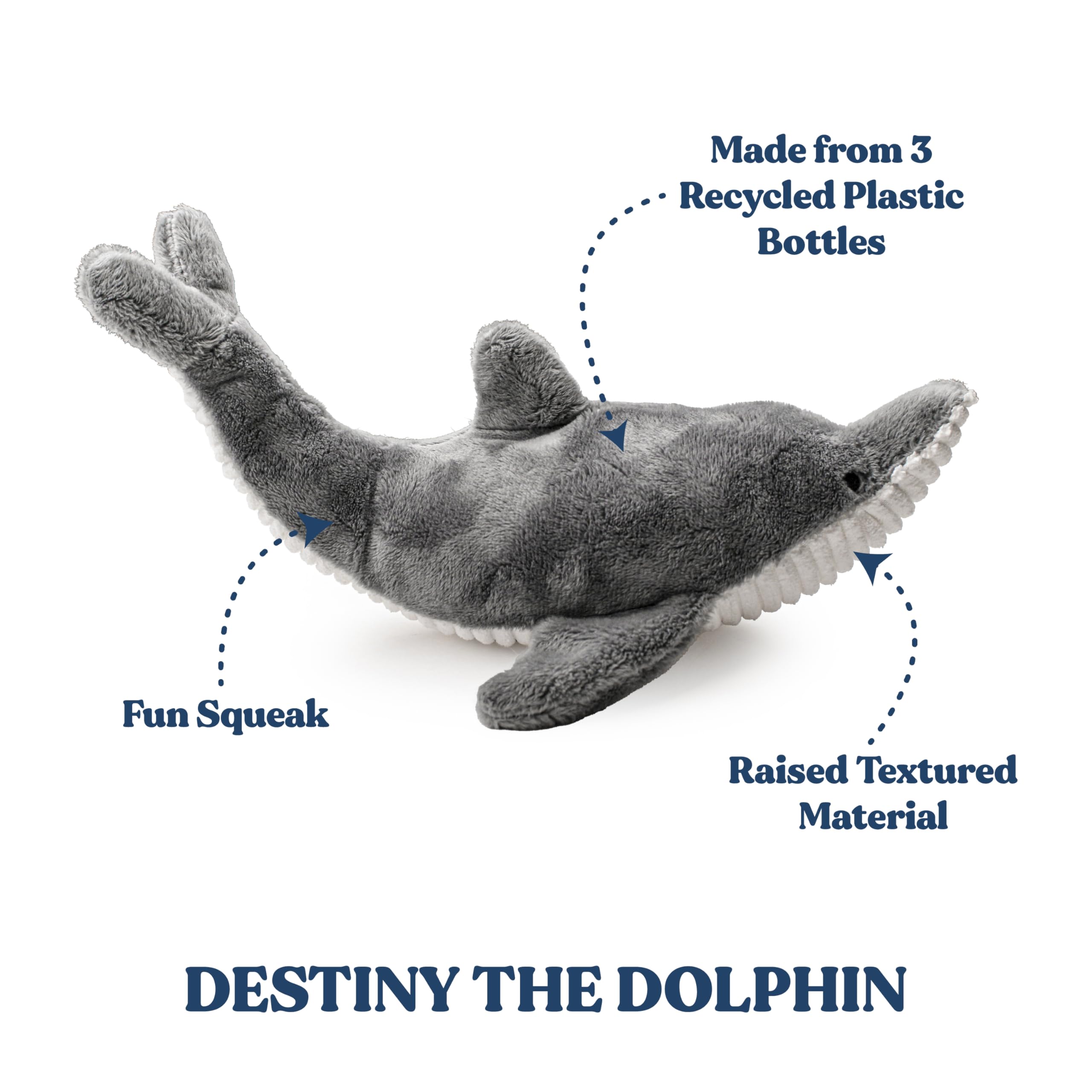 GRRREEN Ocean collection dolphin toy emphasizes recycled materials and eco-friendly fun.