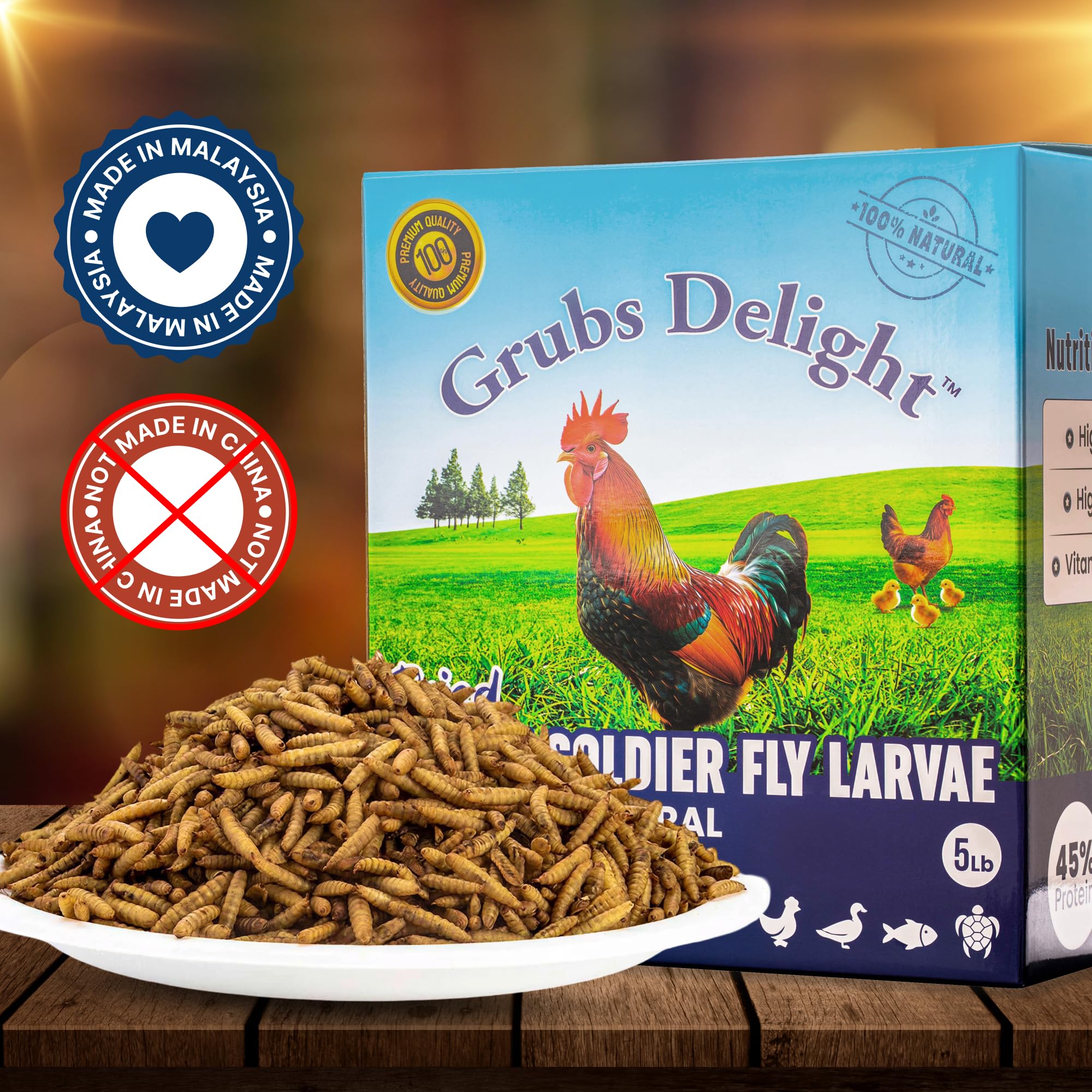 Grubs Delight 5lb bulk pack offers long-lasting poultry nutrition.