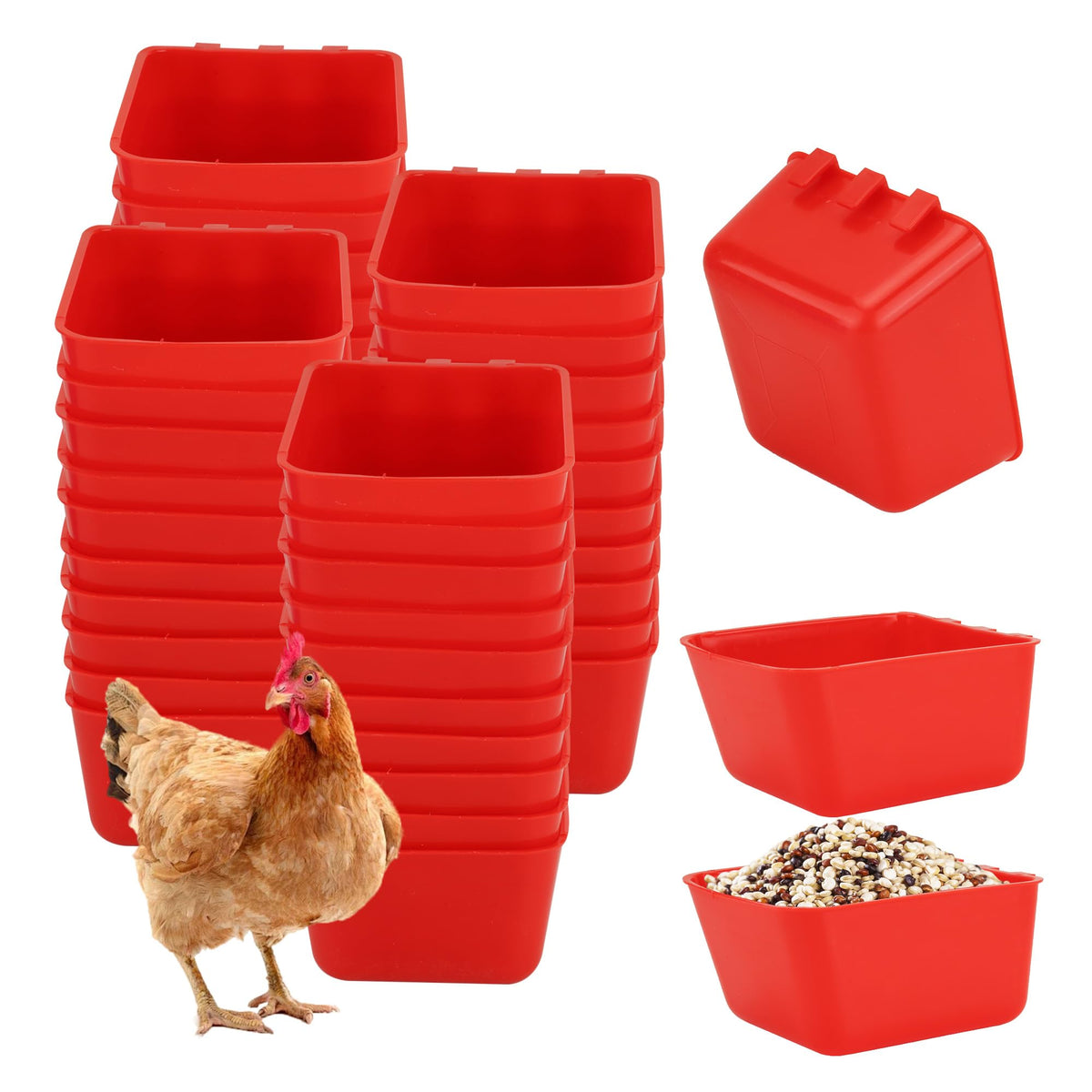 GSHYMXT red 16oz cage cup for birds, easy to hang