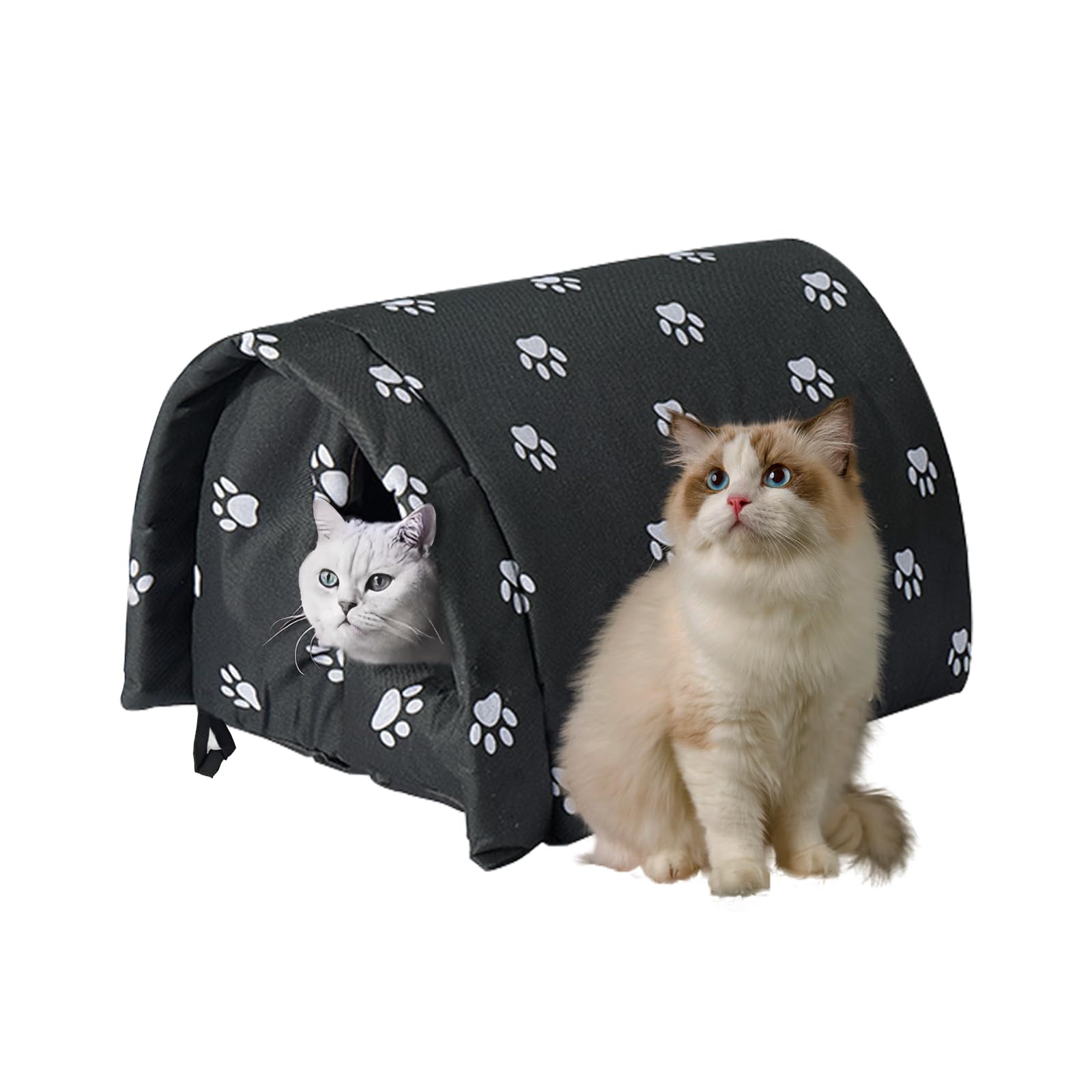 GTDSAOZG cat house outdoor winter black front view shields from wind and rain