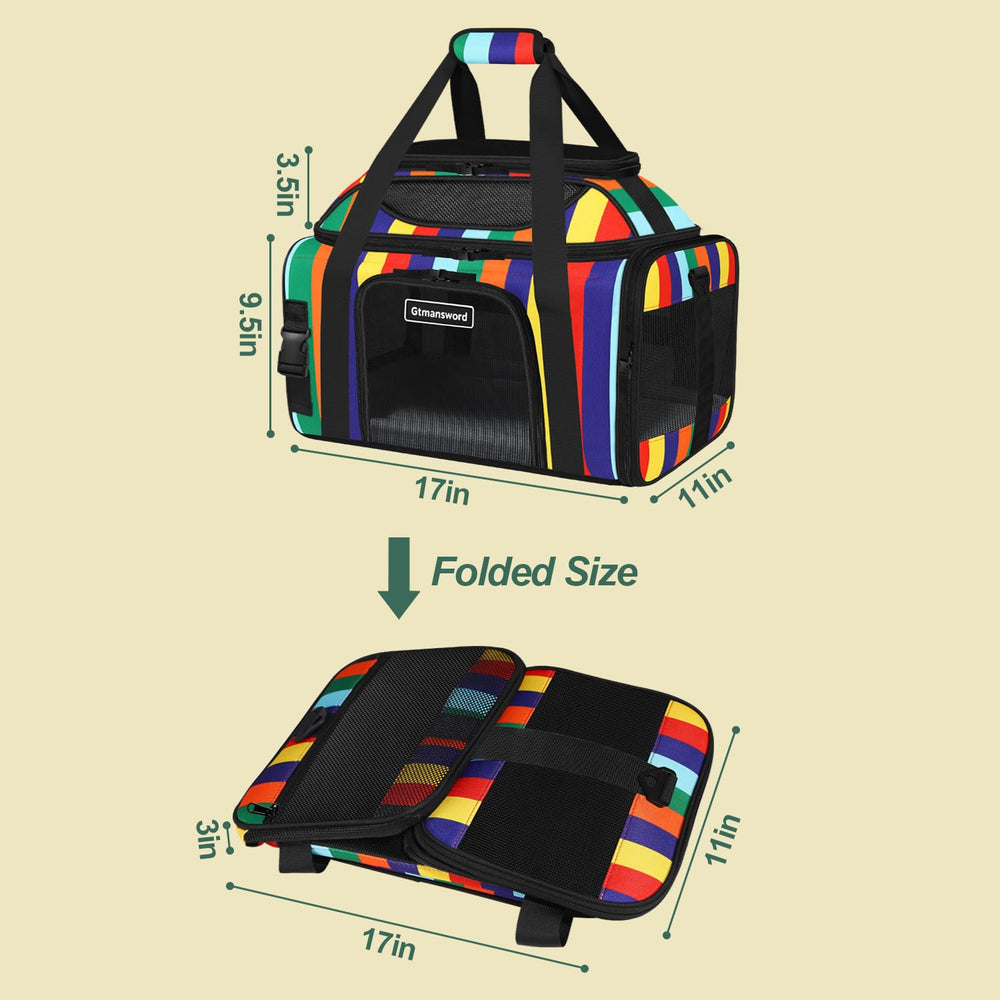 GTMANSWORD soft-sided pet carrier collapsible design for convenient storage.