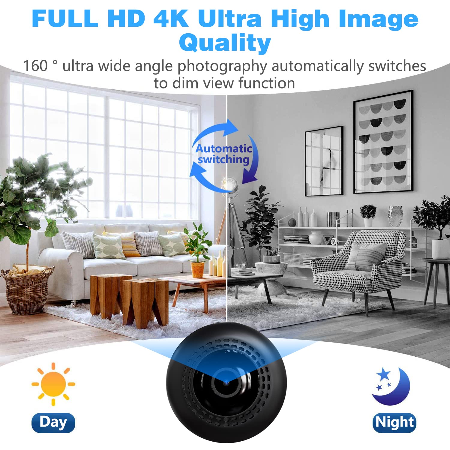 GTYT 4K Security Cam built-in battery enables flexible wireless placement.