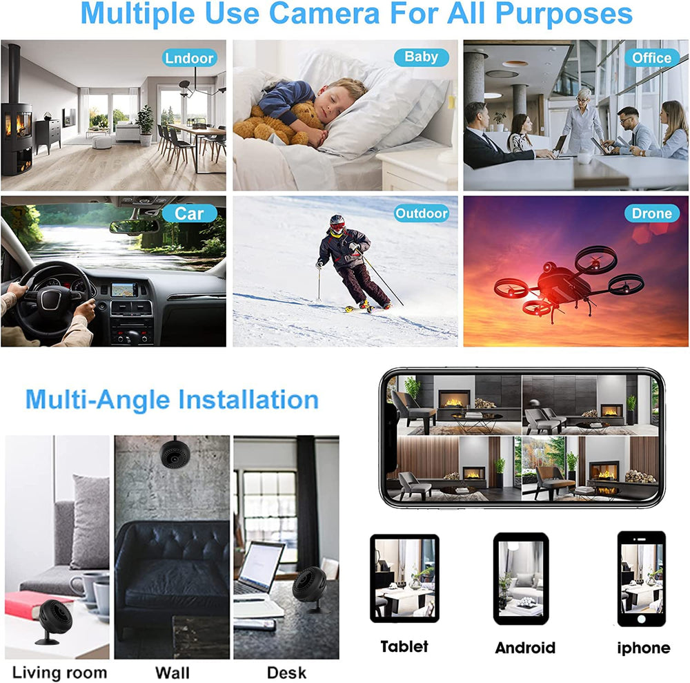 GTYT 4K Security Cam compact design hides discreetly in any room.