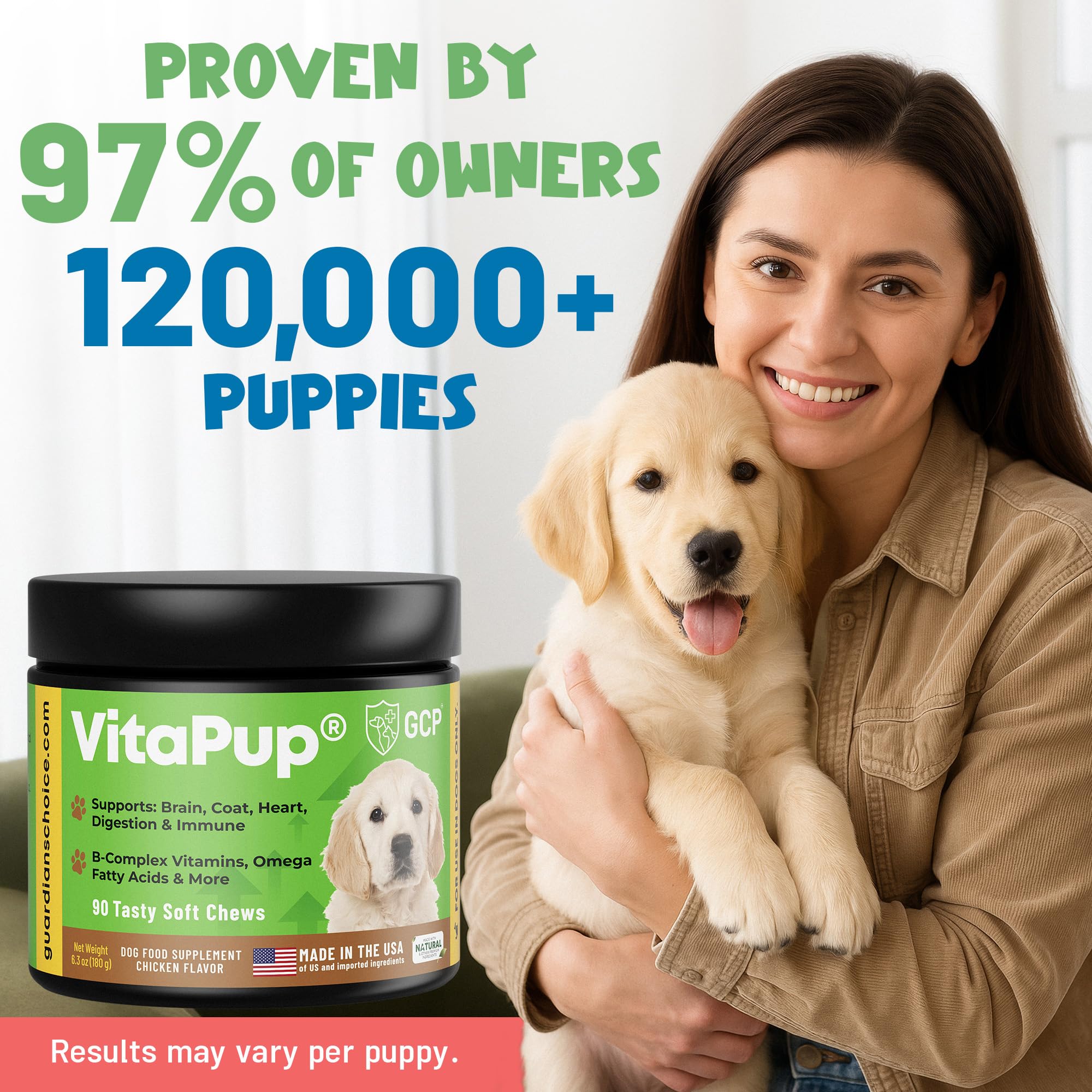 Guardian's Choice VitaPup calcium and vitamin D for healthy bones.
