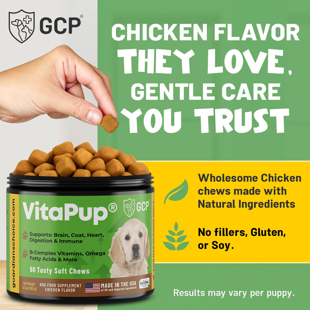 Guardian's Choice VitaPup chicken-flavor chews appealing to picky puppies.