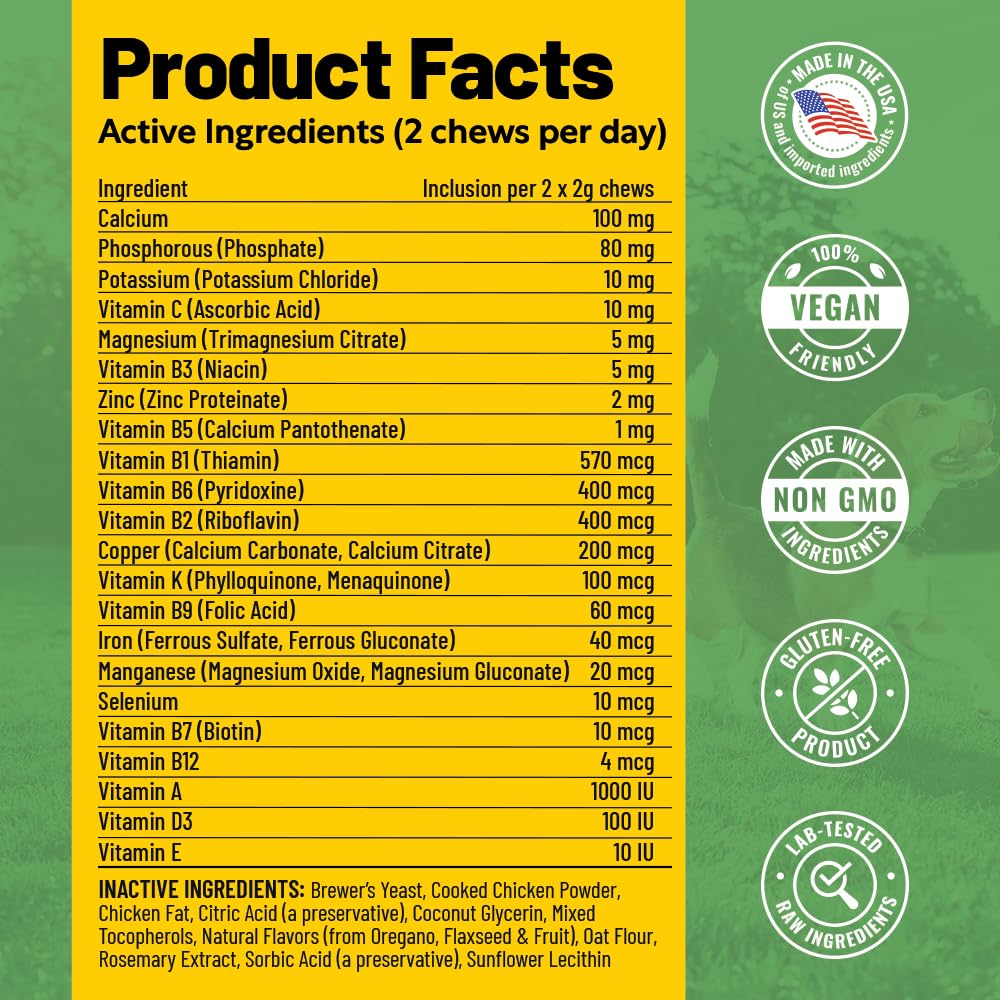 Guardian's Choice VitaPup daily multivitamin for puppies promotes balanced nutrition.