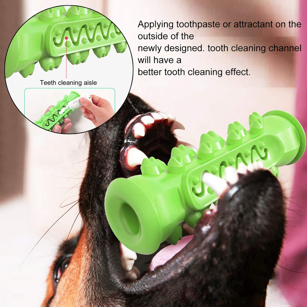 Guardians dog toothbrush toy middle channel close-up ideal for toothpaste fitting benefits