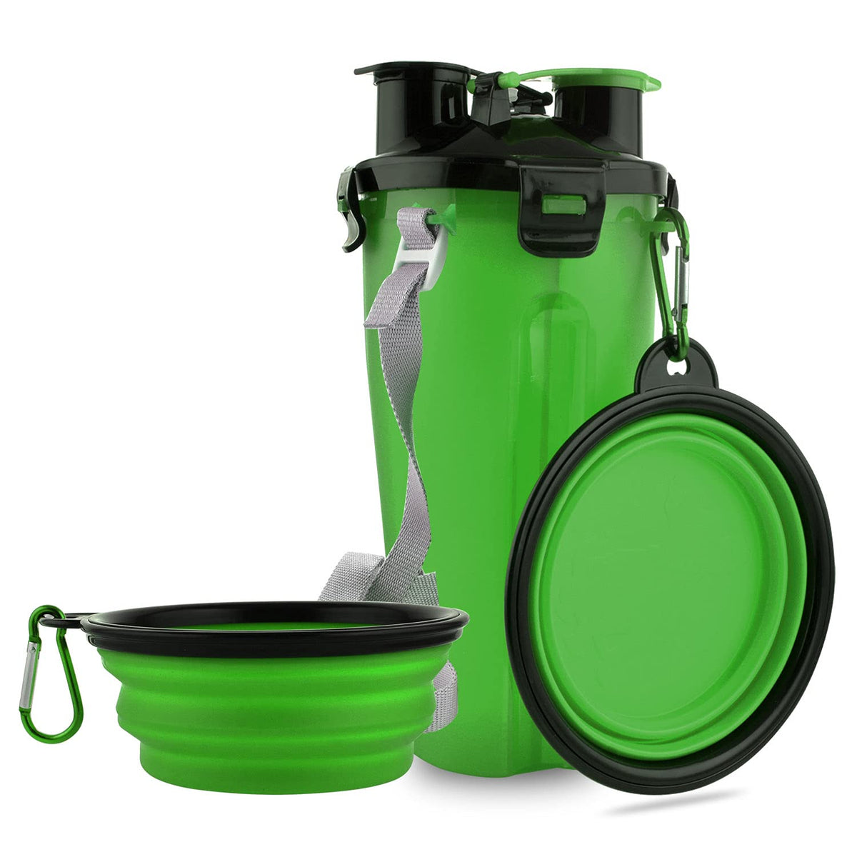 Guardians dog travel water bottle (green) ready for outdoor adventures.