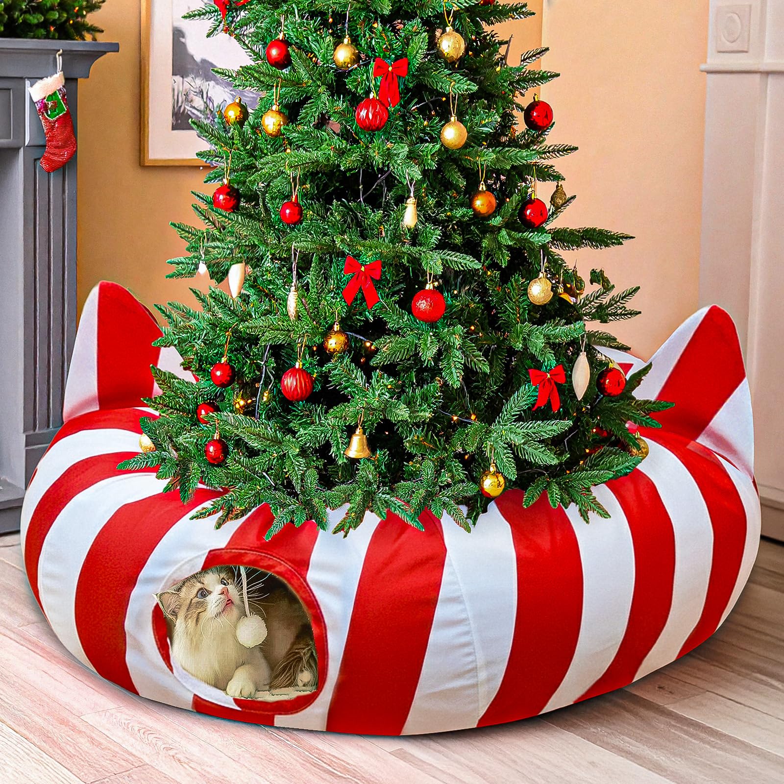 GUDELAK Cat Tunnel Bed Donut provides a cozy nap area and play space.