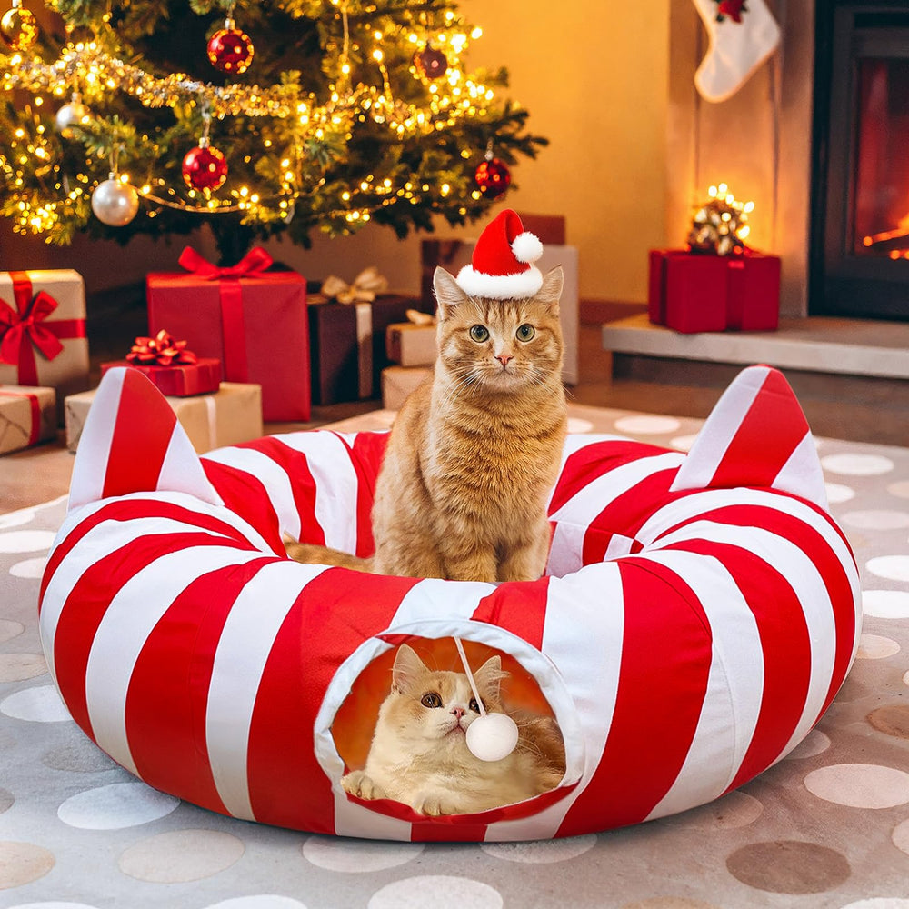GUDELAK Cat Tunnel Bed Tree Skirt adds festive flair with comfy lounging.