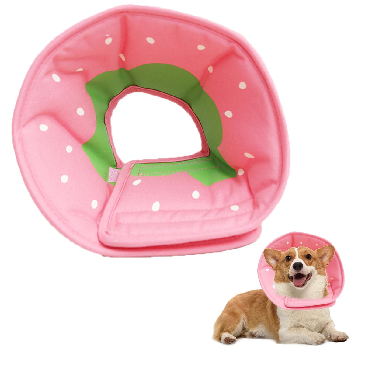 Gudududu Soft Dog Cone Strawberry L wearability keeps pets comfortable during recovery.