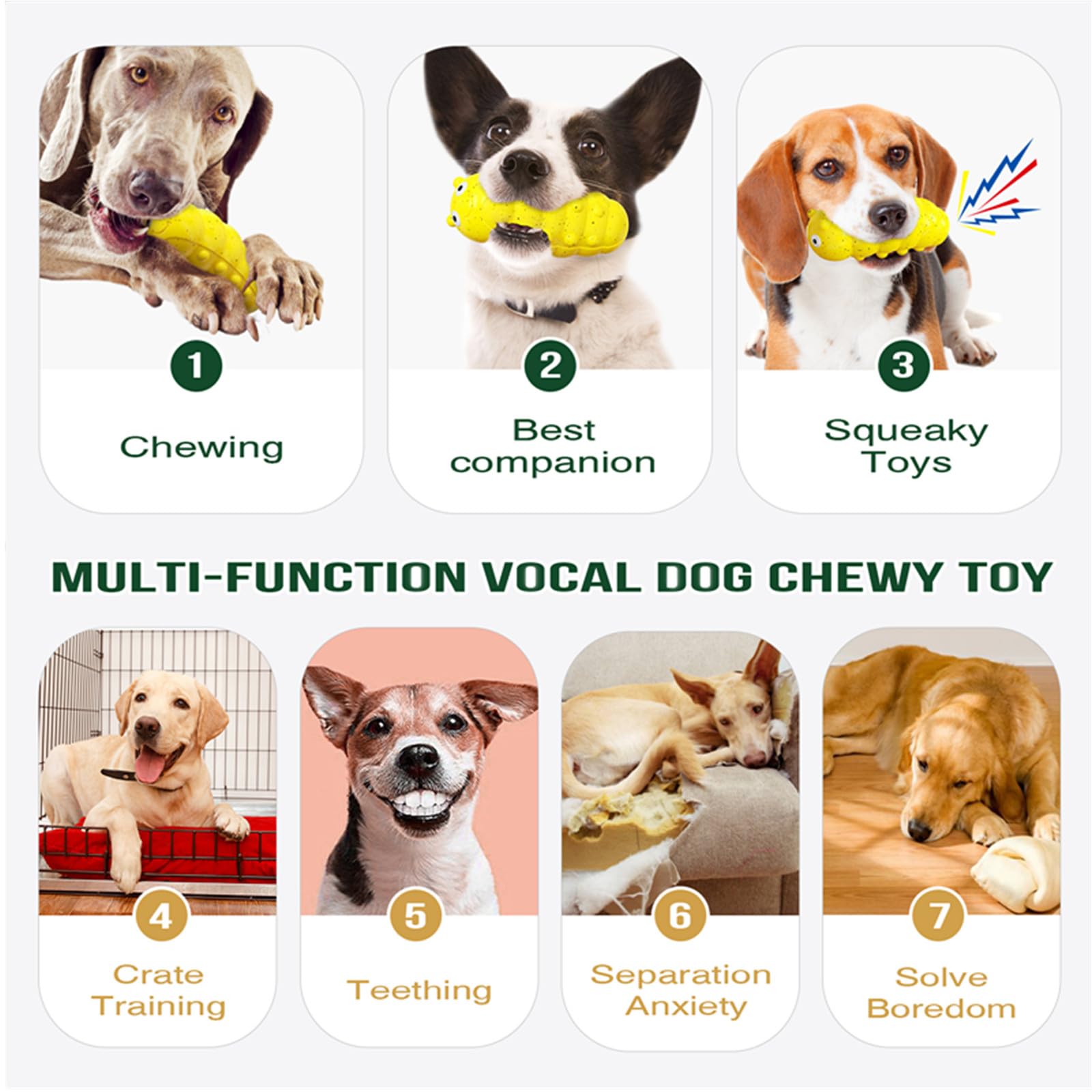 GUIASIPULE durable chew toy for indoor outdoor use in bright yellow promotes interactive fun.