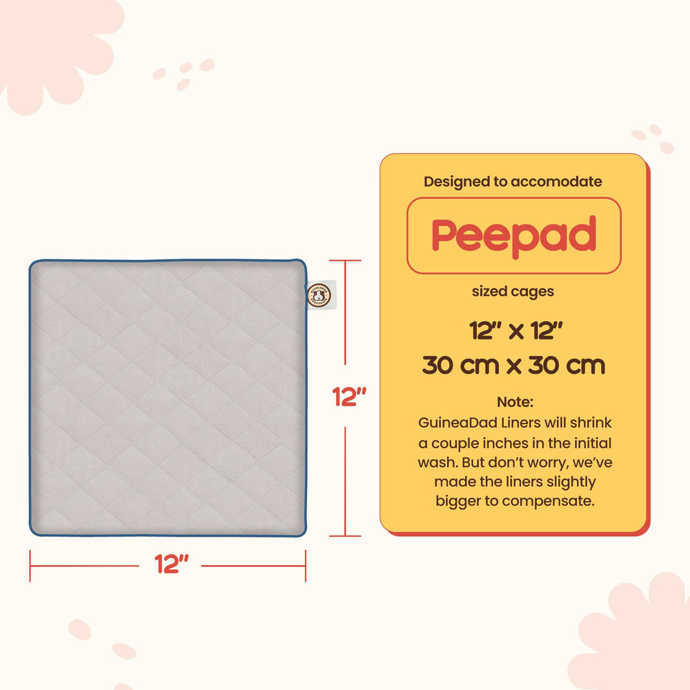 GuineaDad bamboo-core pad close-up shows extra-absorbent core for dry surfaces.