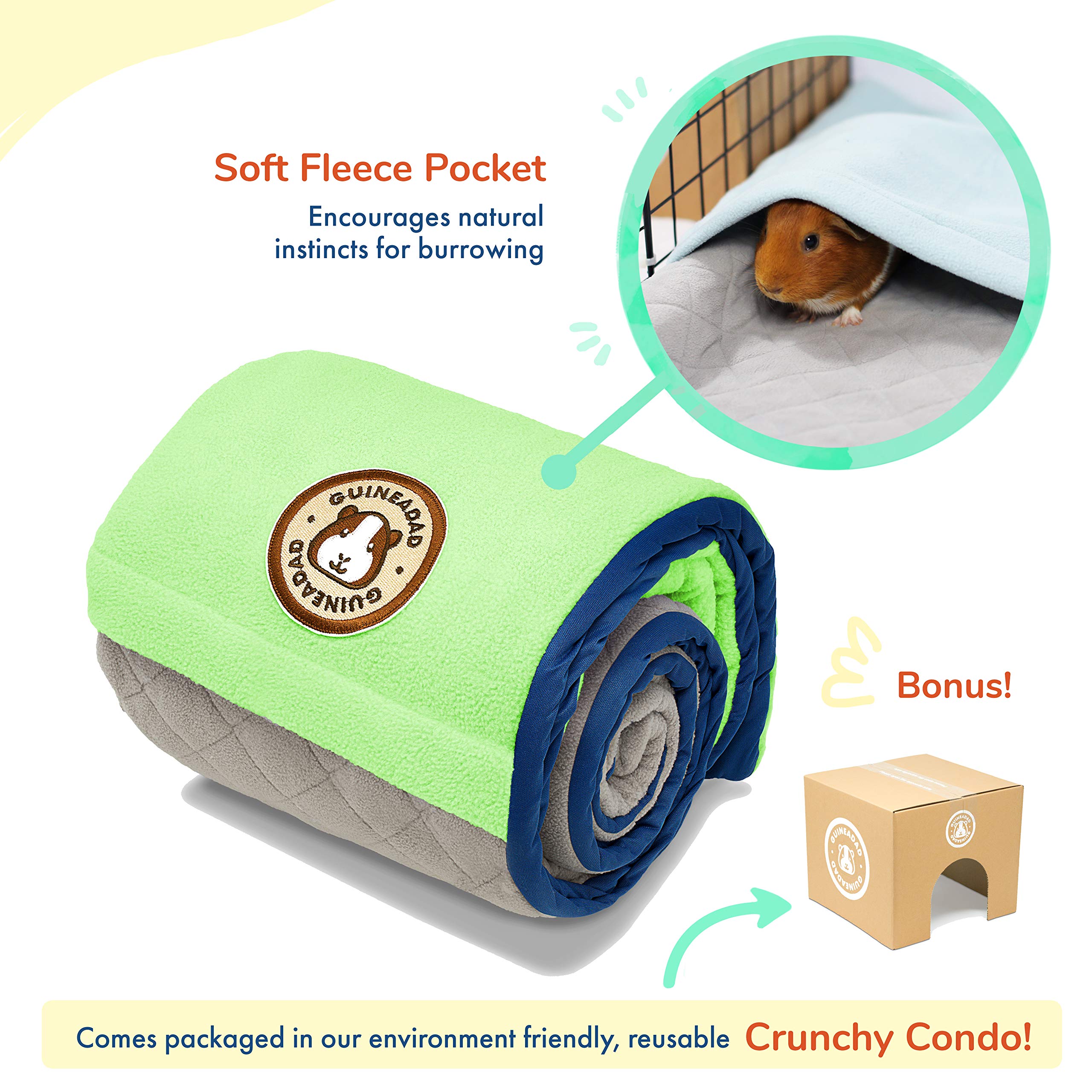 GuineaDad Liner packaging doubles as a Crunchy Condo hidey for play.