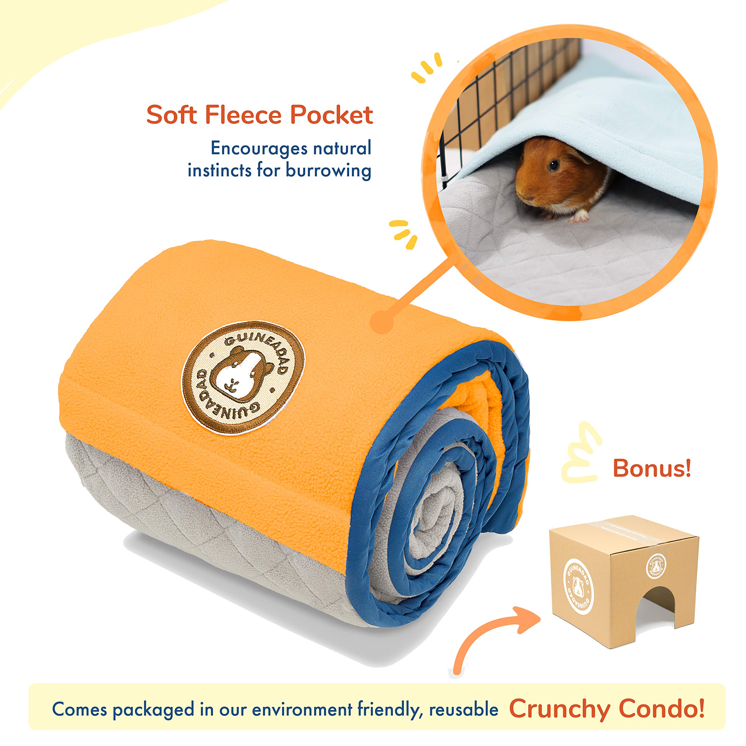 GuineaDad Liner waterproof bottom orange demonstrating leak-proof protection for clean floors.