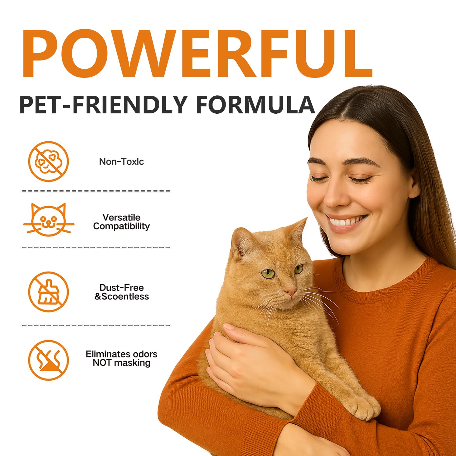 GuJunPet versatile-application photo displays deodorizer use in litter boxes, bedding, and carriers.