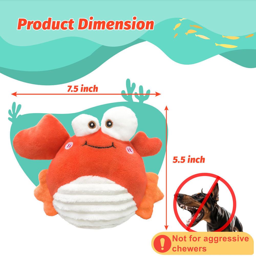 GUKCO Crab interactive toy plush-cover provides durable, machine-washable chew-friendly surface.