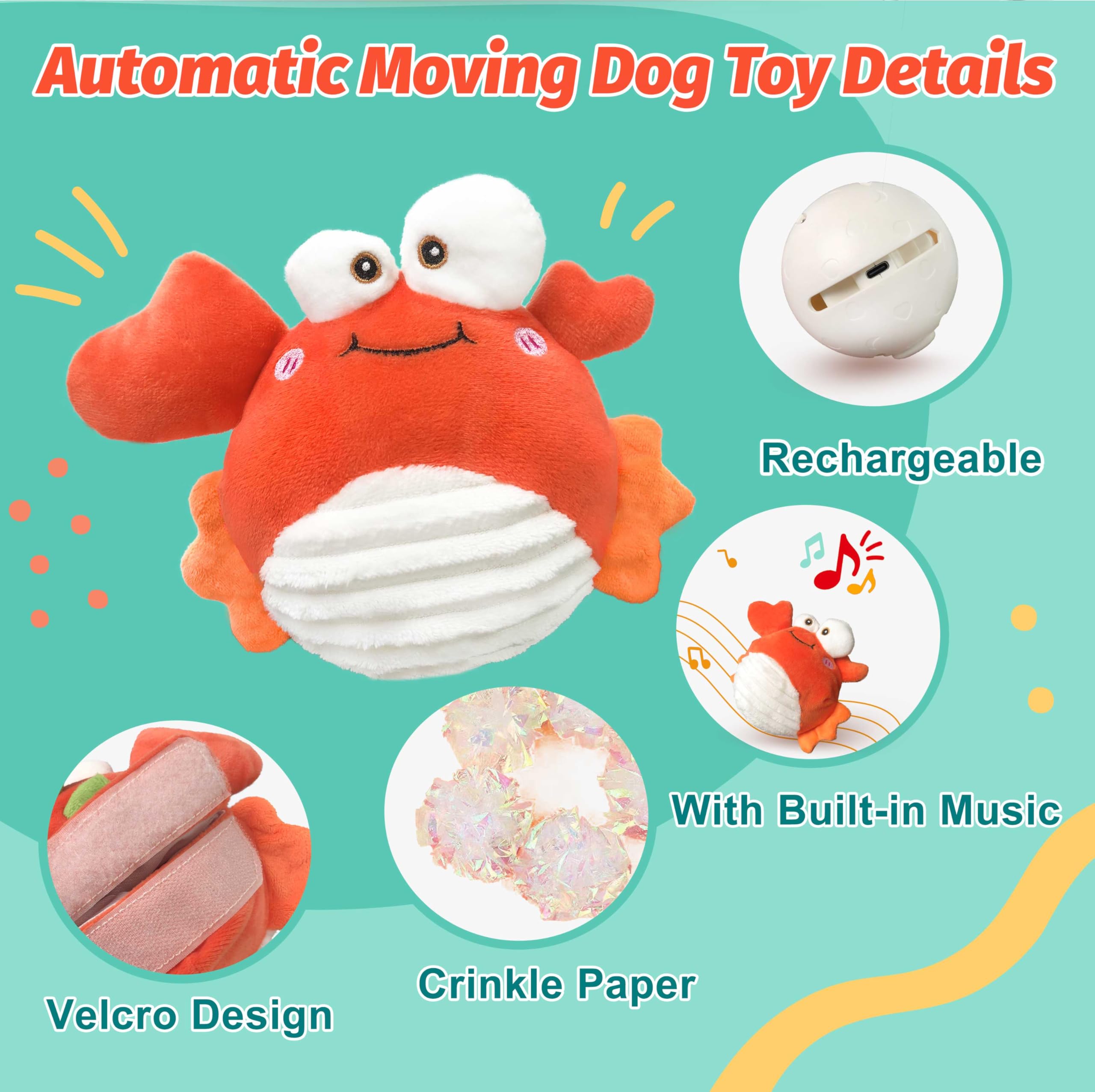 GUKCO Crab interactive toy silent-mode offers quiet play for sensitive dogs.
