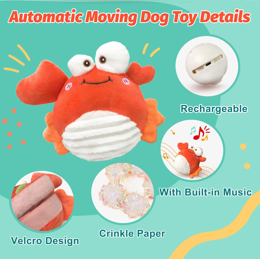 GUKCO Crab interactive toy silent-mode offers quiet play for sensitive dogs.