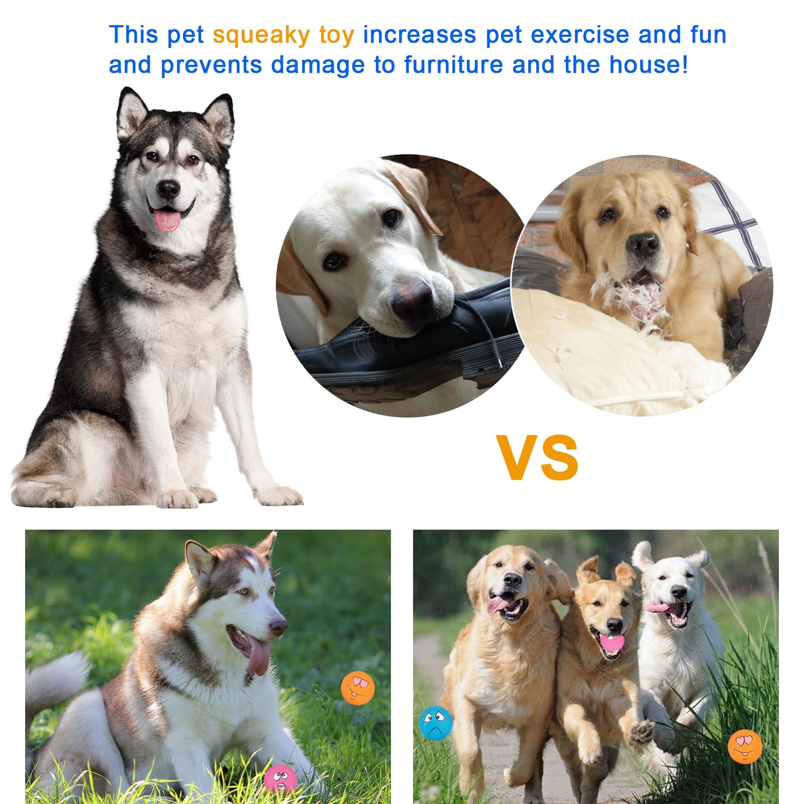 Gulucute 3-pack dog squeaky balls set offers value.