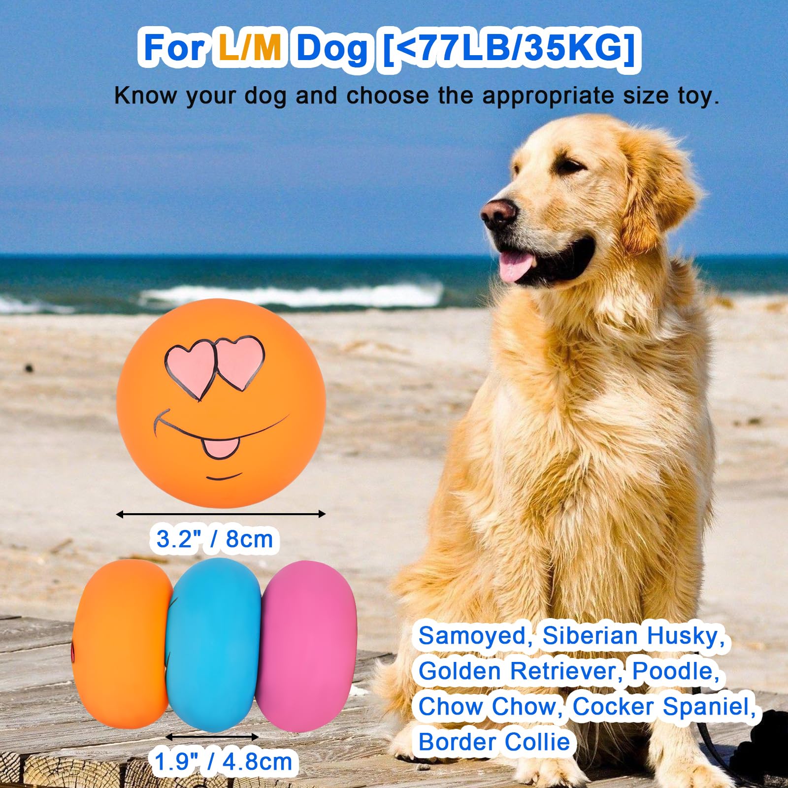 Gulucute latex squeaky ball, large size, ideal for big-dog play.