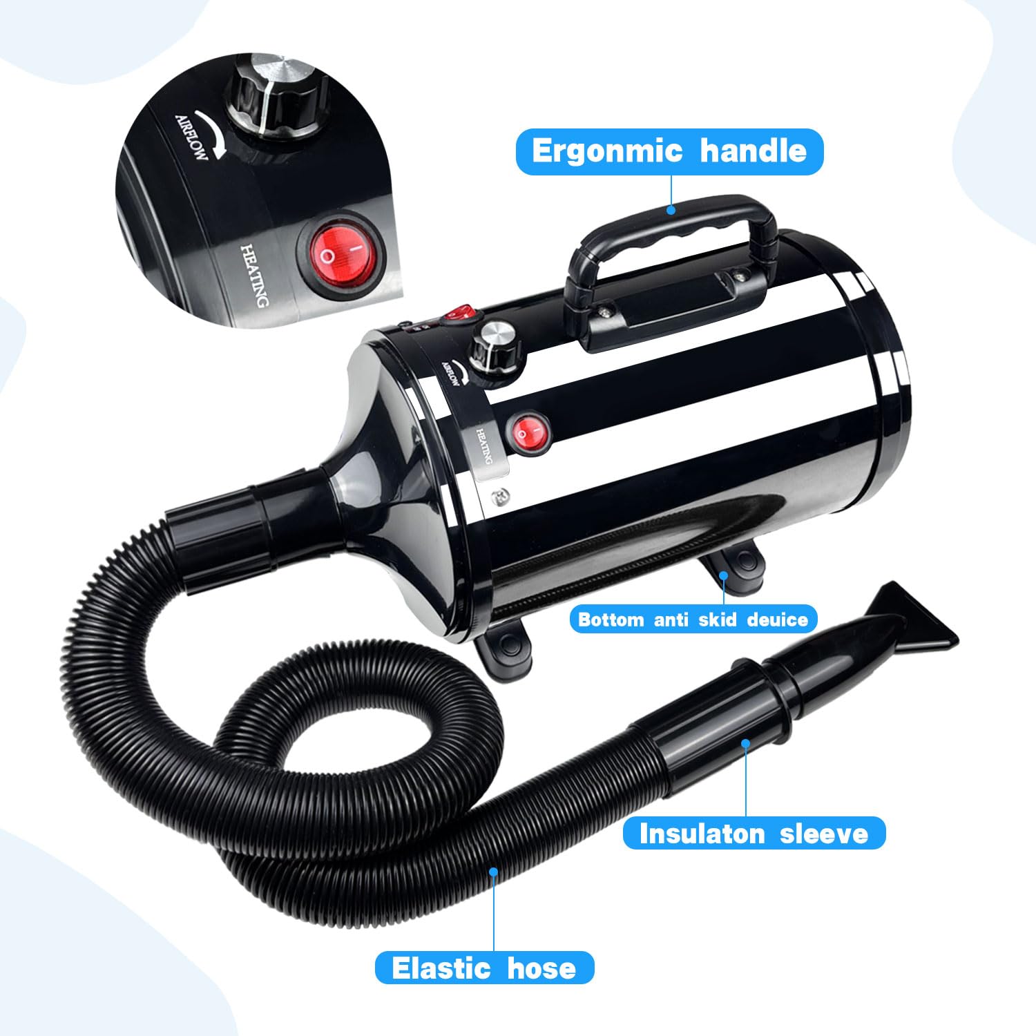 GULUQI dryer nozzle collection enables versatile styling for all coat types.
