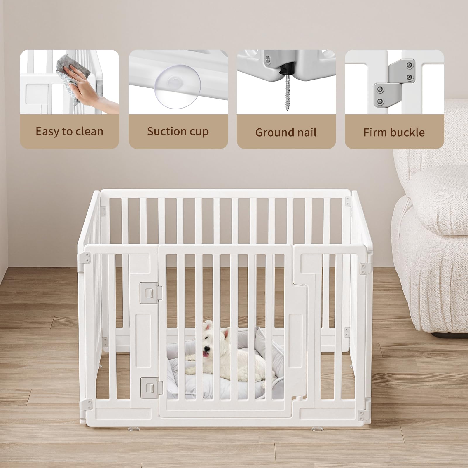 GumiSeao pet playpen door panel with secure latch.