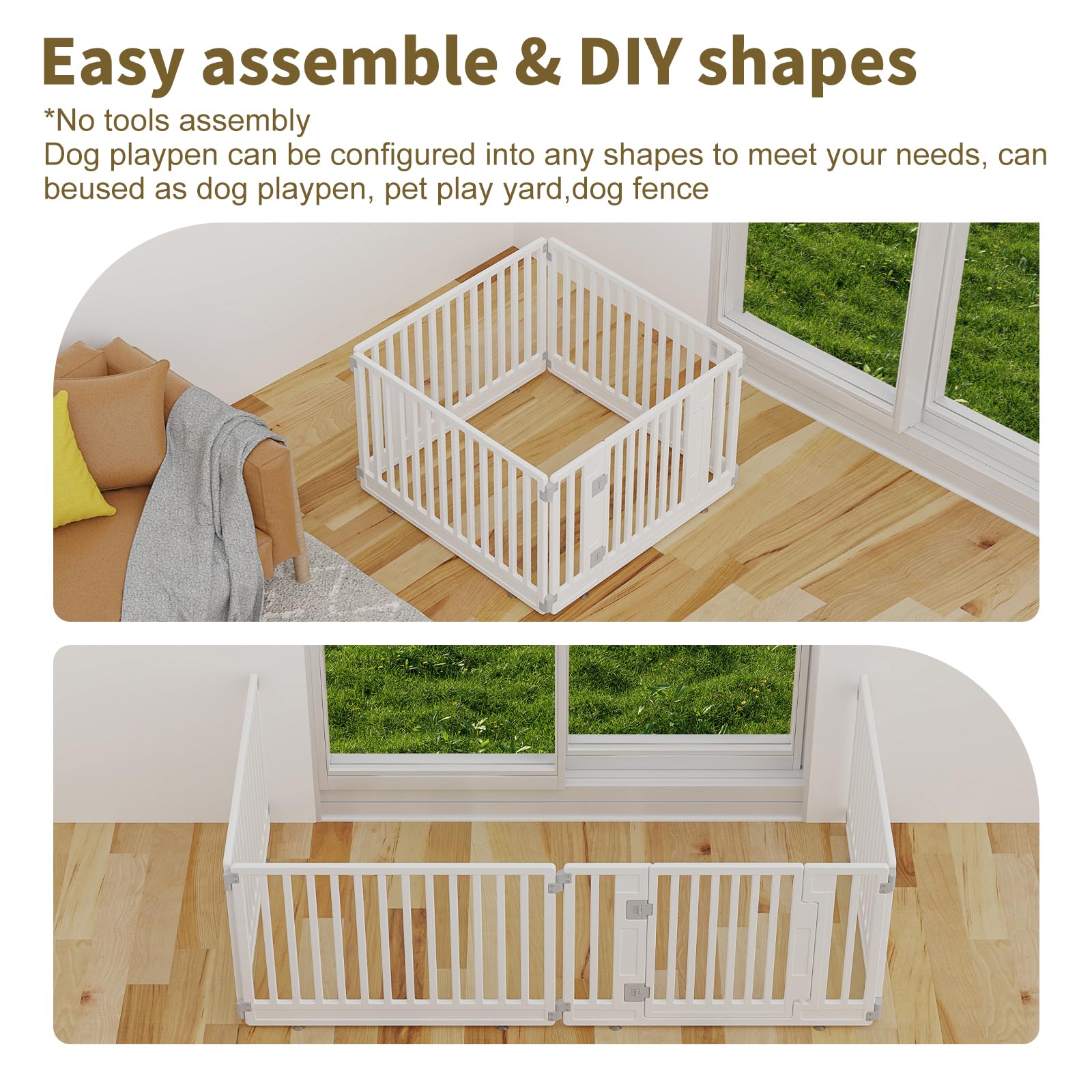 GumiSeao pet playpen indoors and outdoors for versatile use.