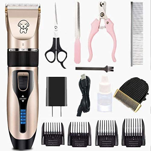 Gumodo professional USB dog clippers with LED display showing battery life for easy grooming.