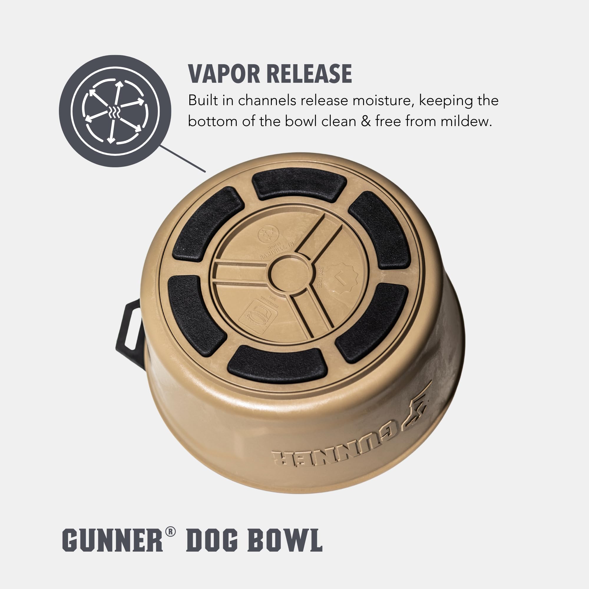 GUNNER dog bowl is dishwasher-safe on the top rack for easy cleaning.