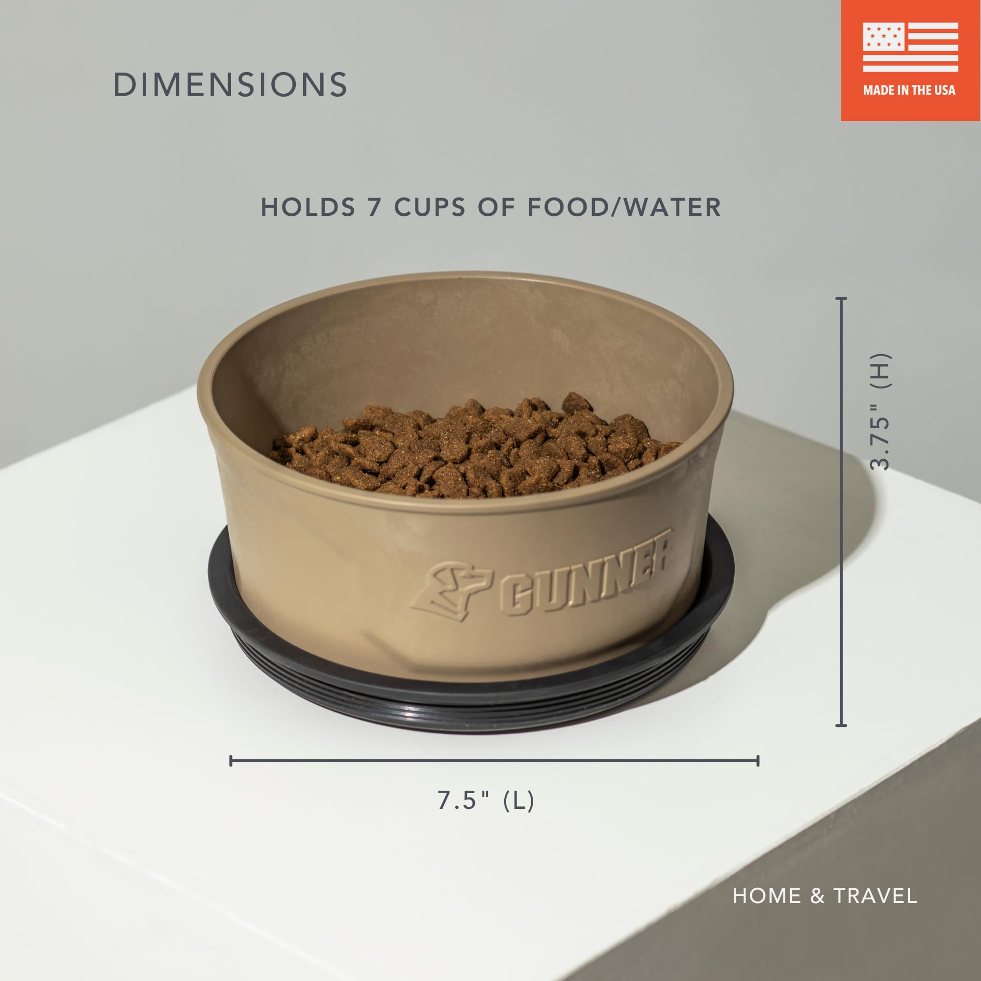 GUNNER dog bowl uses food-grade materials for safe, rust-free meals.