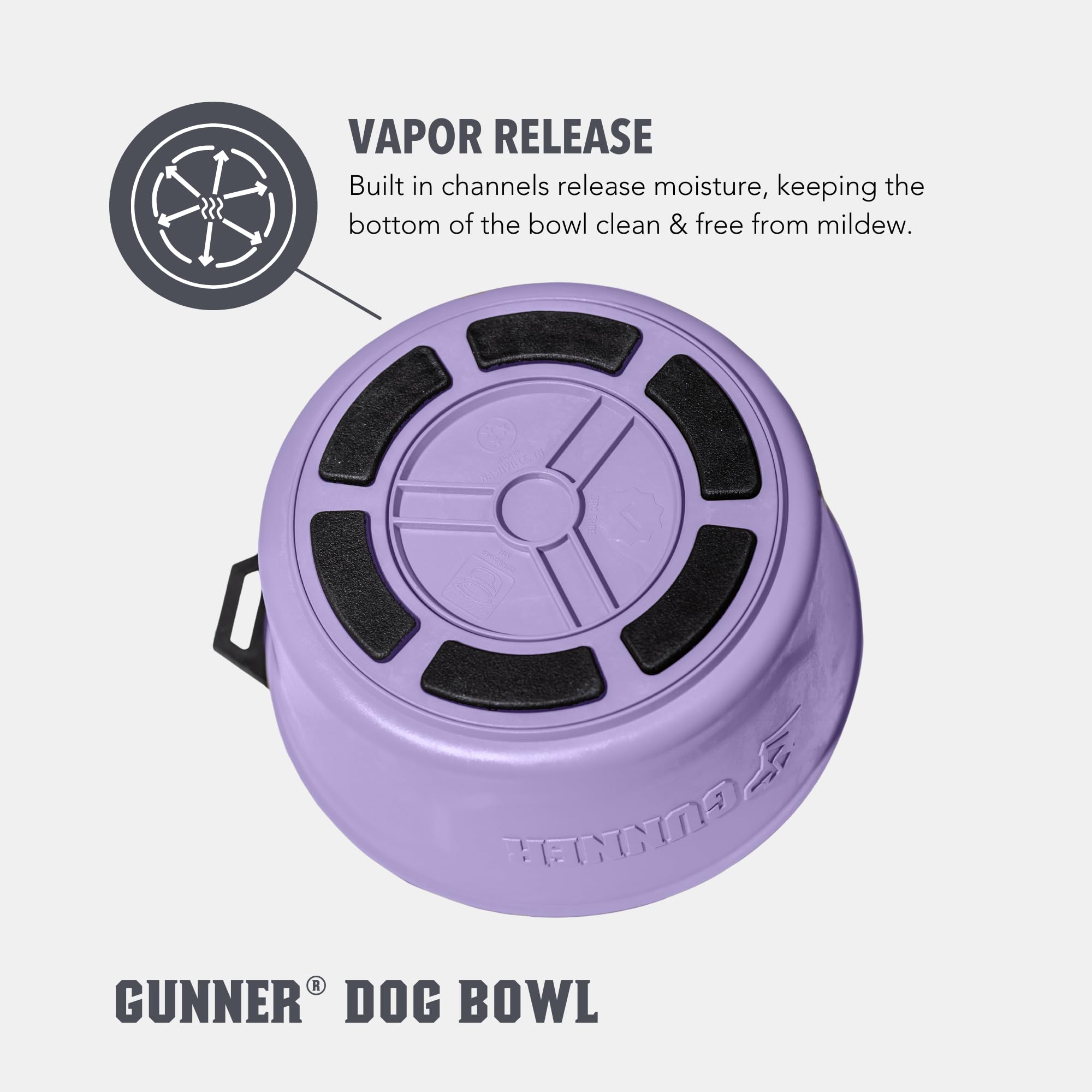 GUNNER dog bowl vapor-release channels aid cleaner maintenance