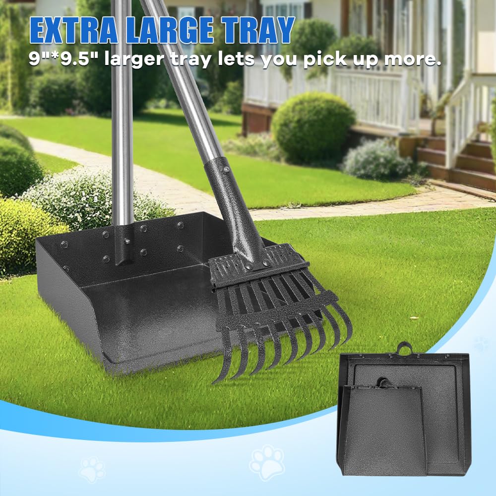 GUOOOG stainless-steel pooper-scooper shown with weatherproof durability.