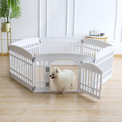 Gupamiga pet playpen indoor outdoor-use demonstrates versatile containment on smooth surfaces for small pets.