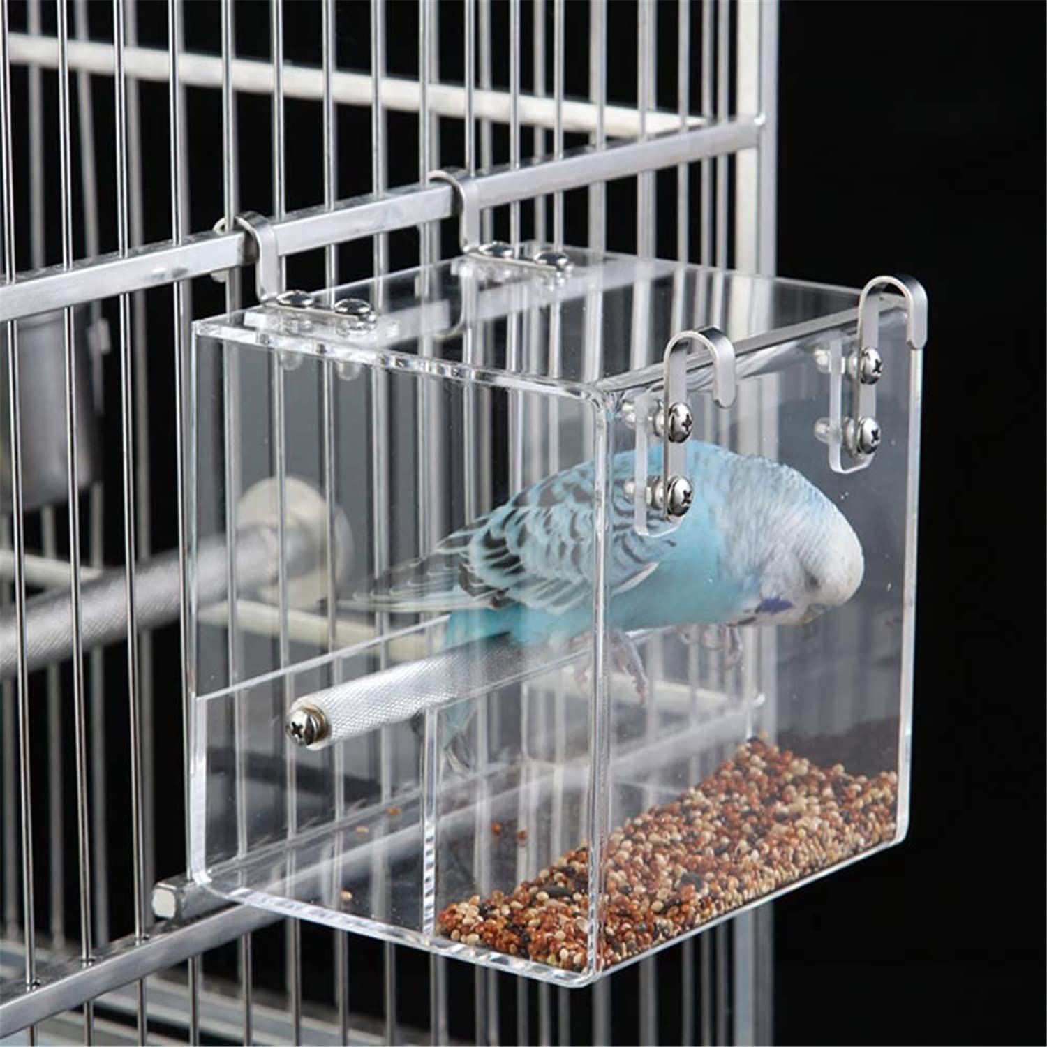 GURECOD automatic bird feeder no mess design keeps cage clean during meals.