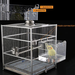 GURECOD Bird Bath Cube inside-hook positions show flexible cage setup options.