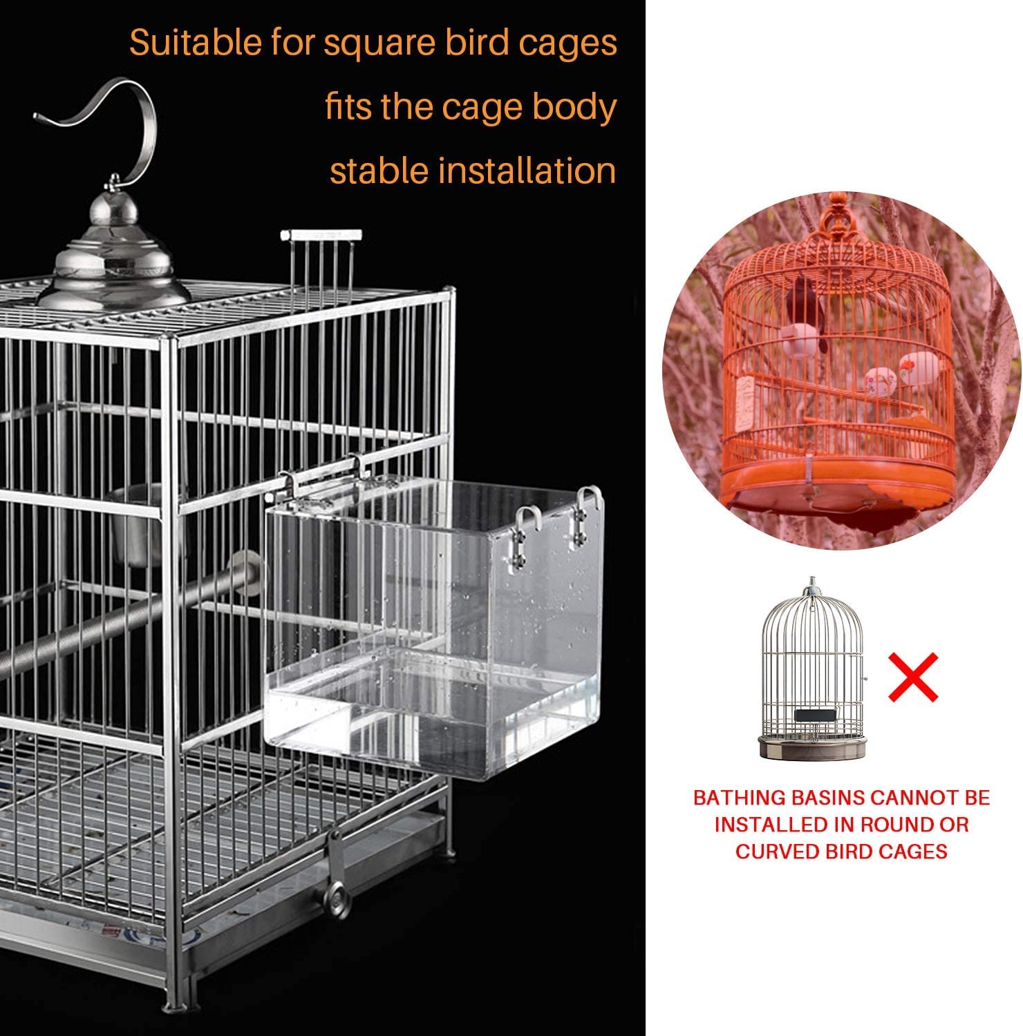 GURECOD Bird Bath Cube small size fits snug cages for tiny birds.