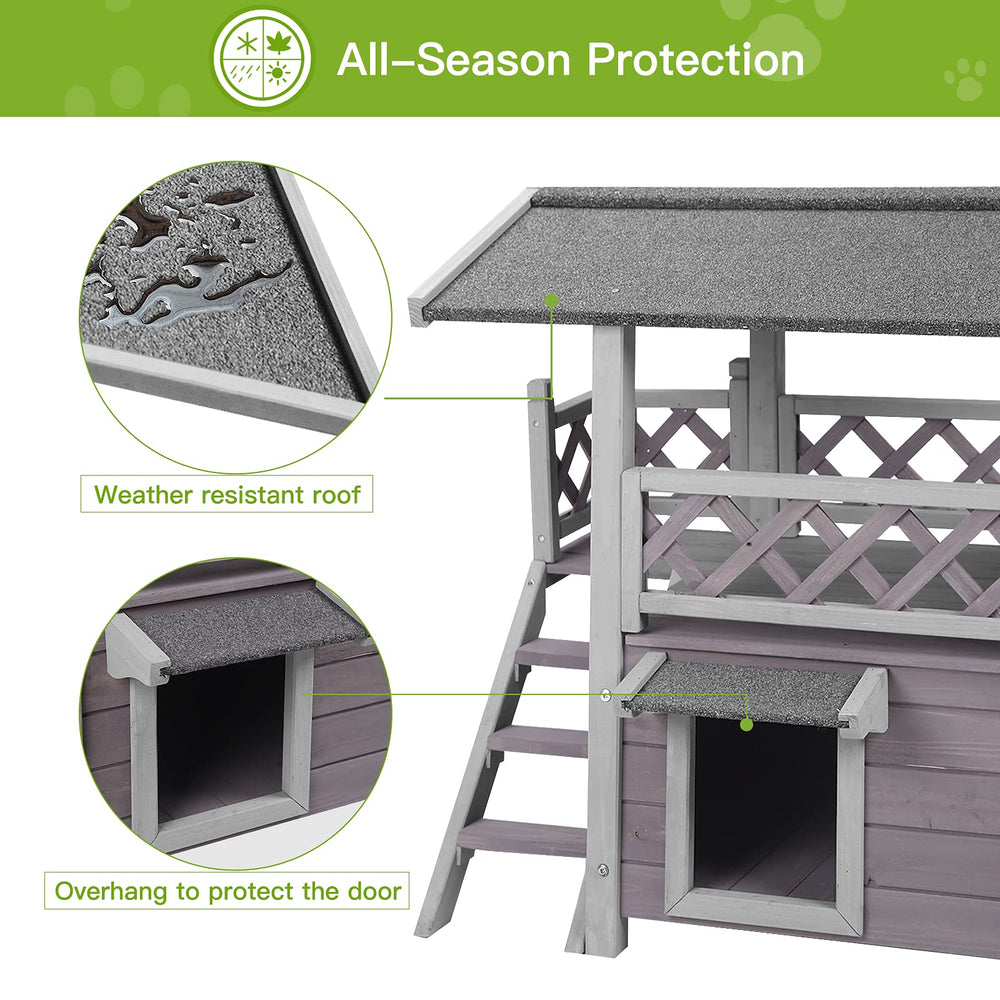GUTINNEEN cat house top deck shows resting and sunbathing space.